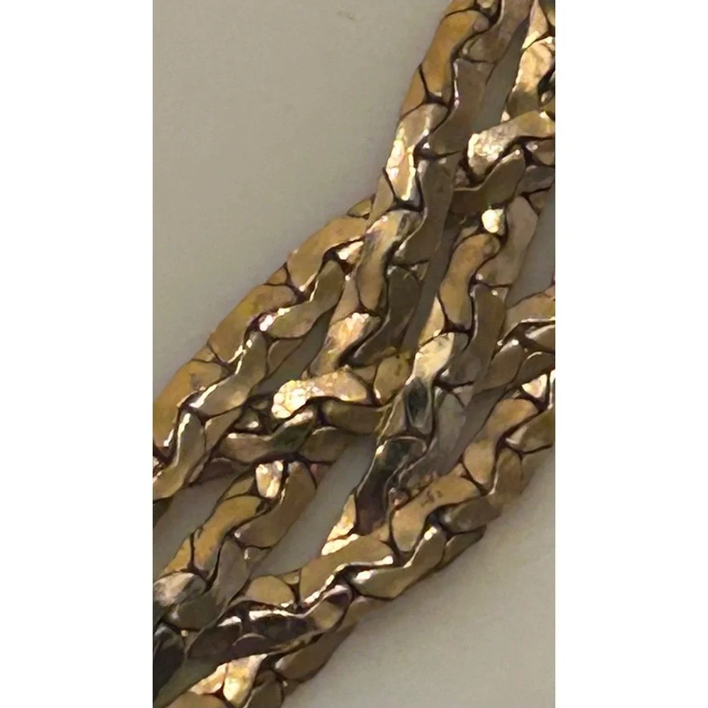 Vintage Braided Chain Necklace Floral Clasp‎ Gold Tone Excellent Condition!